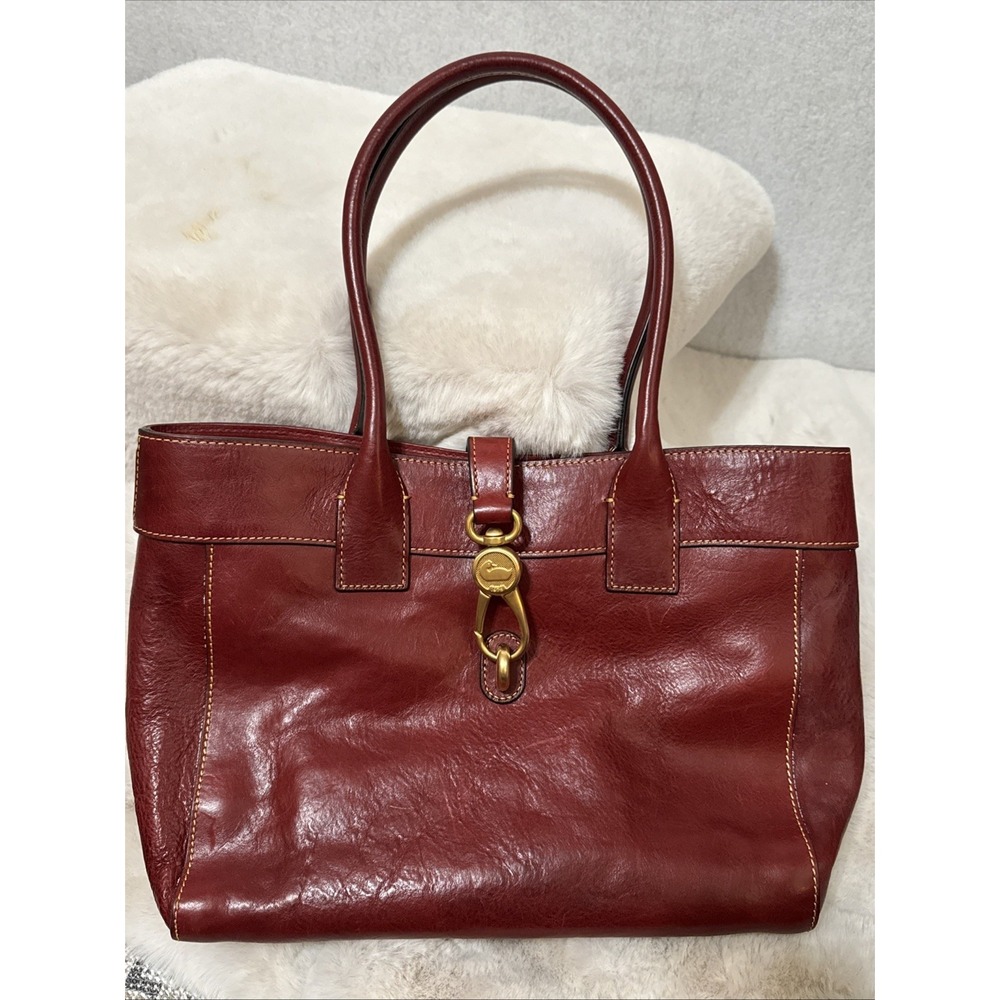 Dooney Bourke Large Burgundy Amelie Tote Purse Florentine Vacchetta Leather